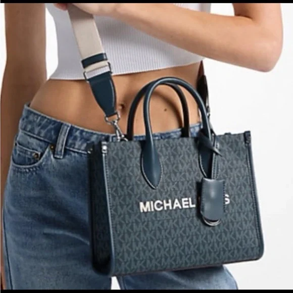 Michael Kors Small Mirella Tote Shoulder Crossbody Bag Admiral - Picture 2 of 5